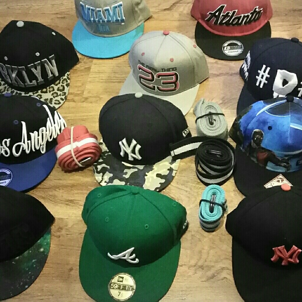Brand new hats and belts